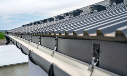 A close-up of a metal roof.