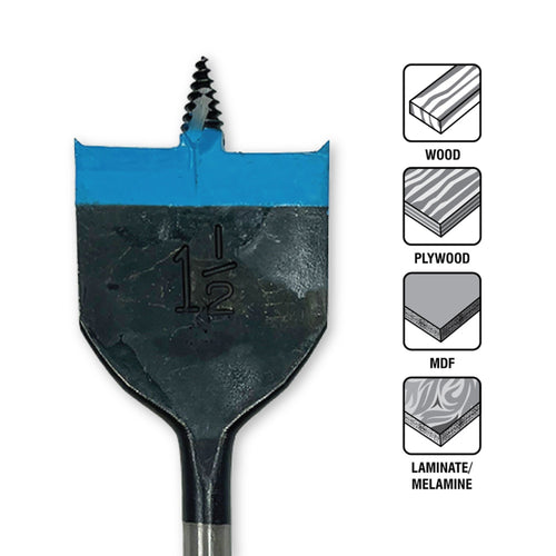 Spyder 8-Piece Assorted Woodboring Spade Bit Set (3/8, 1/2, 5/8, 3/4, 7/8, 1, 1-1/8, 1-1/2) Stinger™